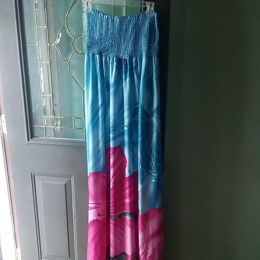 Floral Blue and Pink Women's Dress Or Swim Coverup